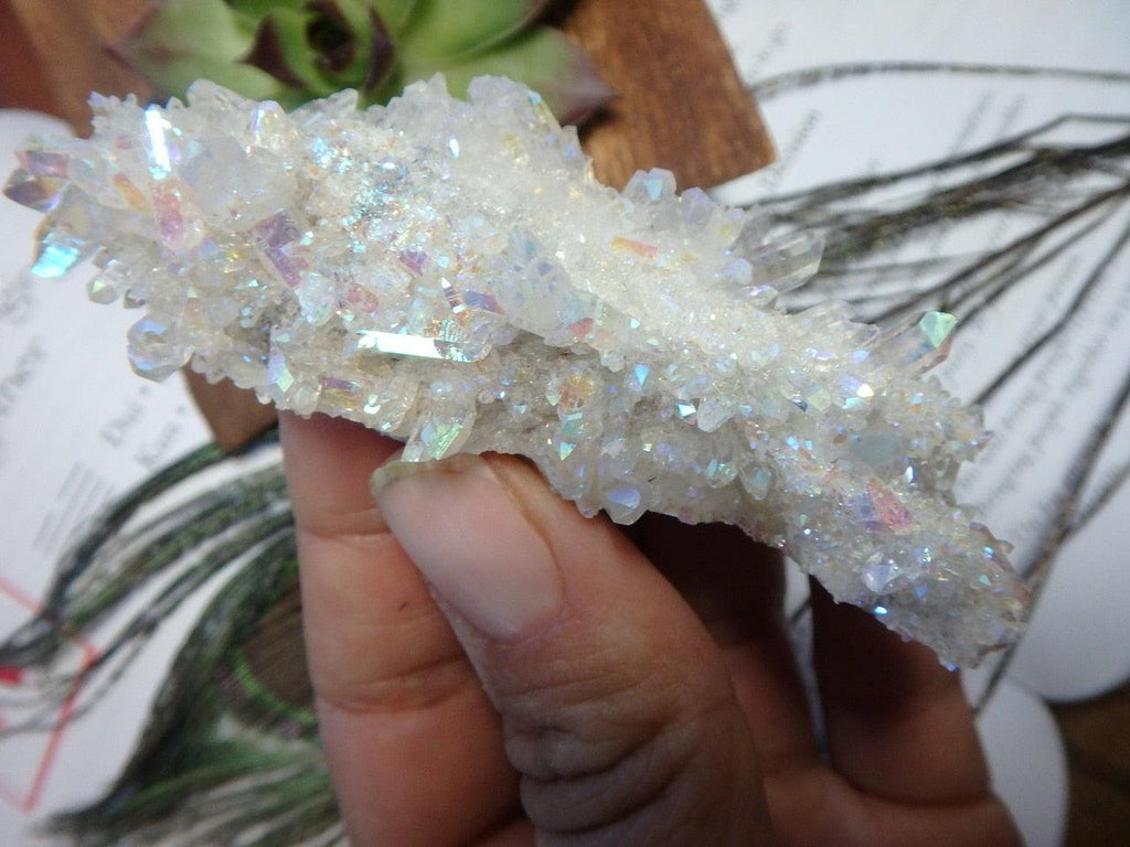 Opal Glow ANGEL AURA CLEAR QUARTZ CLUSTER - Earth Family Crystals