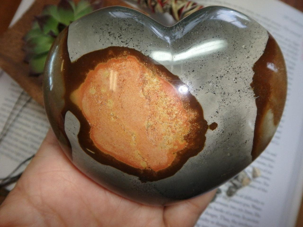 Gorgeous Swirls POLYCHROME JASPER HEART - Earth Family Crystals