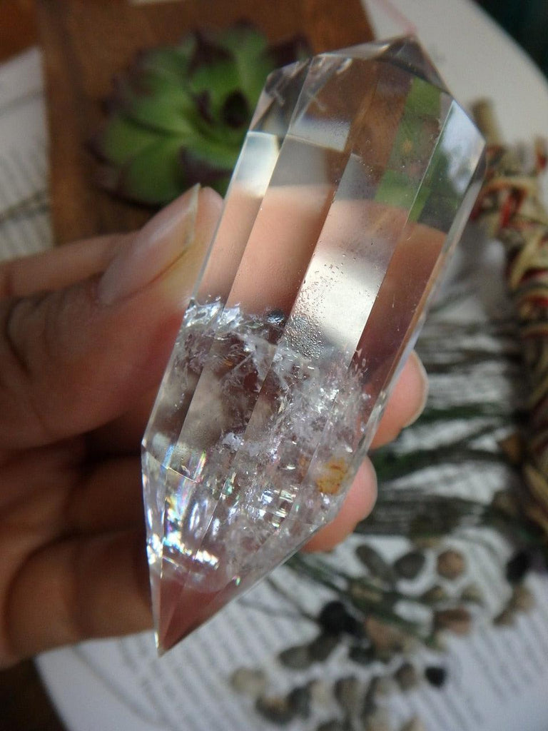 Mega Rainbows! Brilliant 12 sided VOGEL STYLE CLEAR QUARTZ DT WAND From Brazil - Earth Family Crystals
