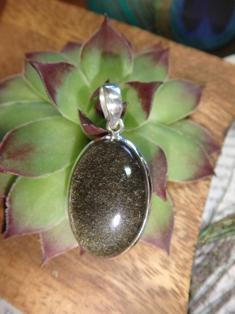 GOLDEN SHEEN OBSIDIAN GEMSTONE PENDANT In Sterling Silver* (Includes Silver Chain) - Earth Family Crystals
