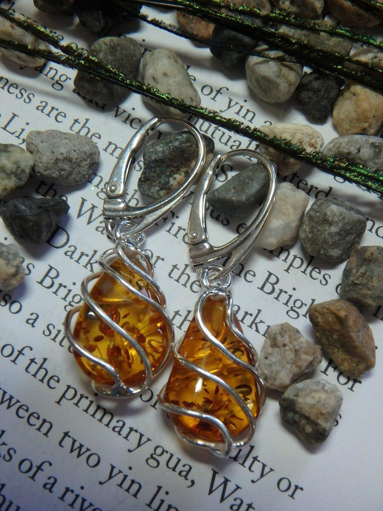 Natural Cognac BALTIC AMBER GEMSTONE EARRINGS In Sterling Silver - Earth Family Crystals