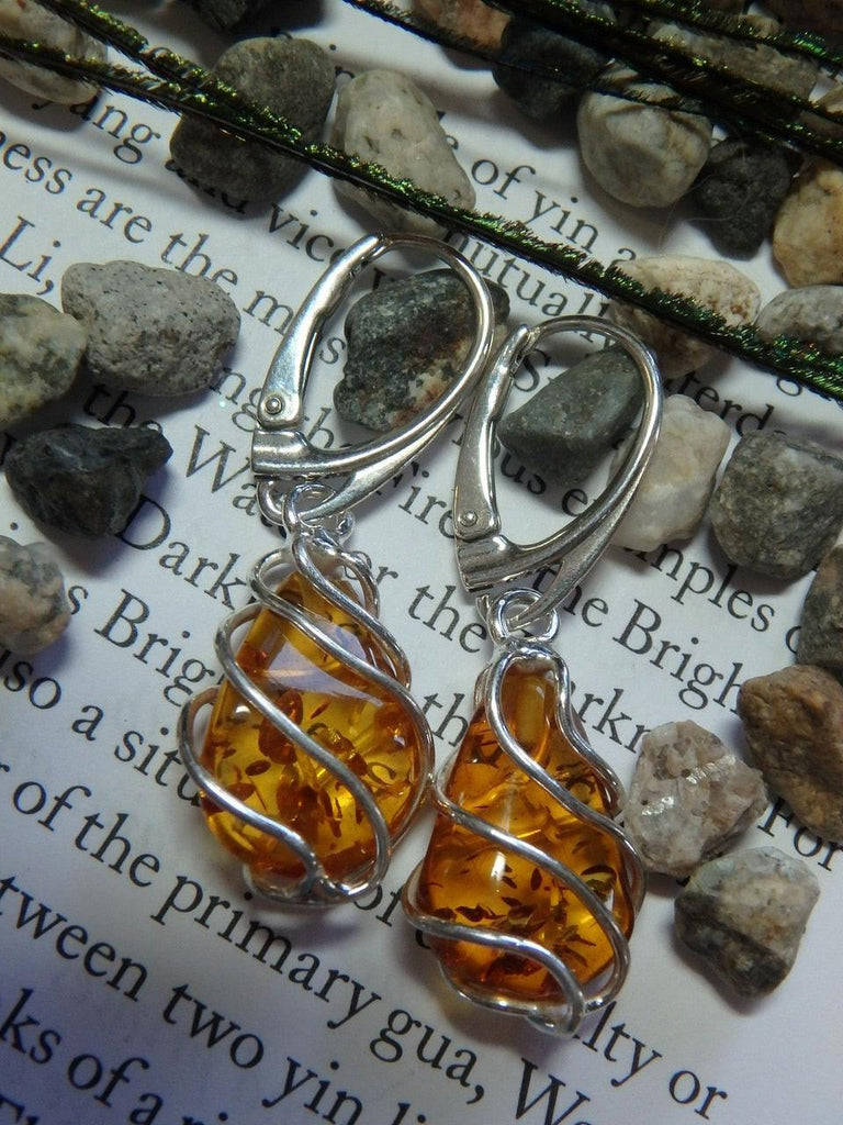Natural Cognac BALTIC AMBER GEMSTONE EARRINGS In Sterling Silver - Earth Family Crystals