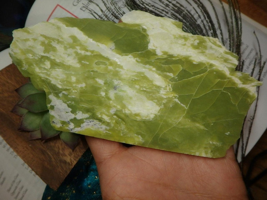 LIME GREEN HEALERITE POLISHED SLICE - Earth Family Crystals