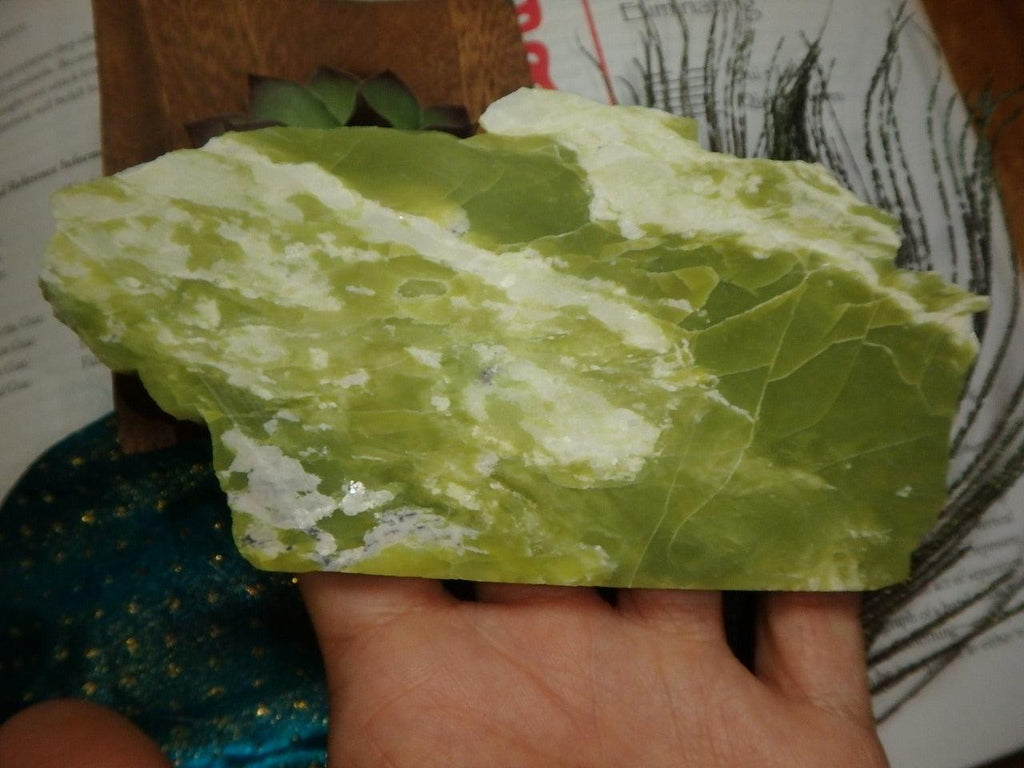 LIME GREEN HEALERITE POLISHED SLICE - Earth Family Crystals