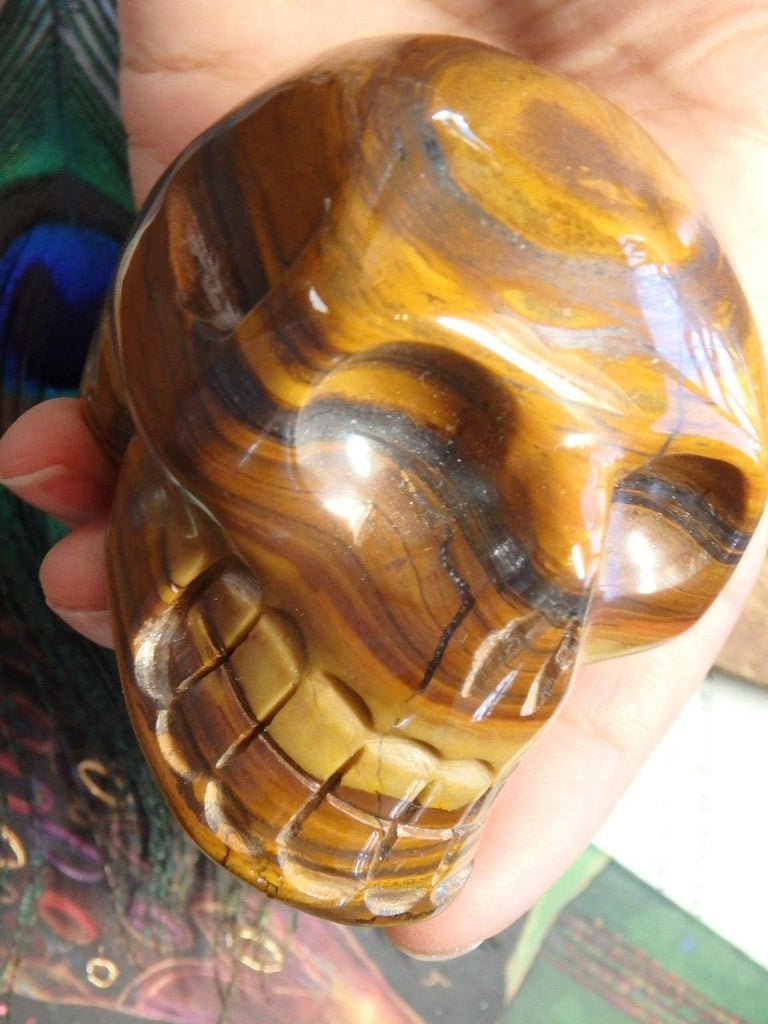 Superb Swirls TIGER IRON CRYSTAL SKULL CARVING - Earth Family Crystals