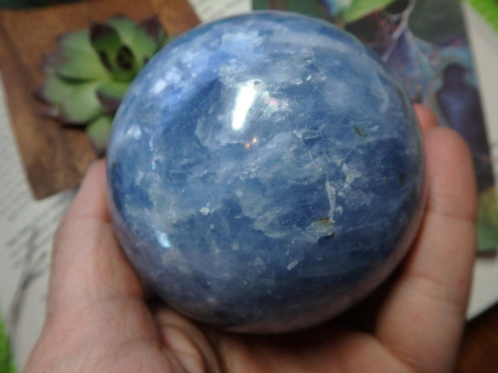 Jumbo Bold BLUE CALCITE SPHERE - Earth Family Crystals