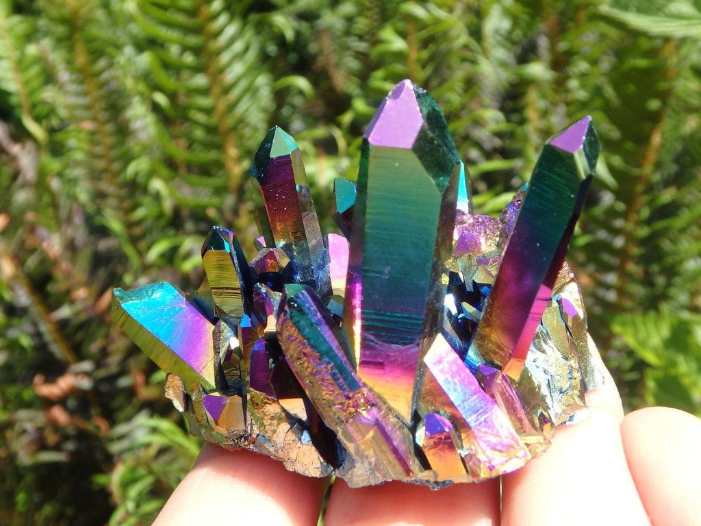 Rainbow Display TITANIUM QUARTZ CLUSTER With Self Healed Bottom - Earth Family Crystals