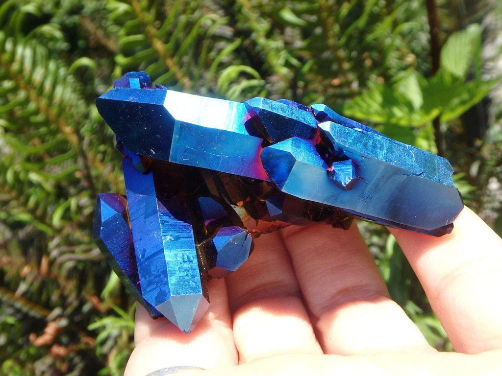 Double Terminated ~ Brilliant Royal Blue TITANIUM QUARTZ CLUSTER With Self Healed Underside - Earth Family Crystals