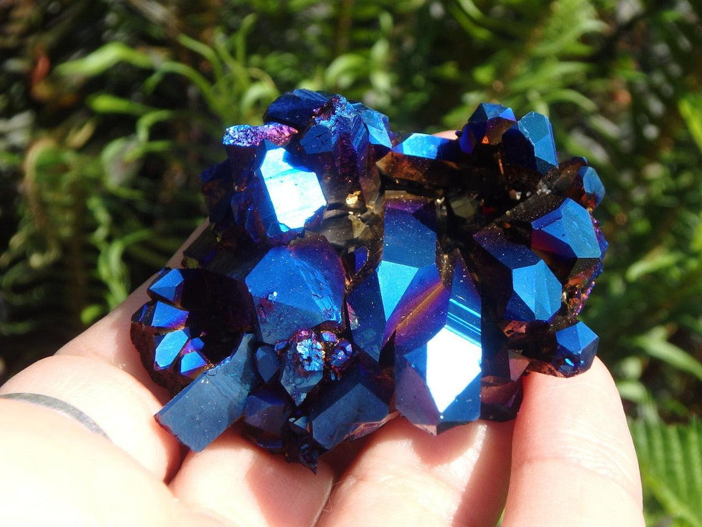 Extremely Beautiful Royal Blue TITANIUM QUARTZ CLUSTER With Self Healed Druzy Base - Earth Family Crystals
