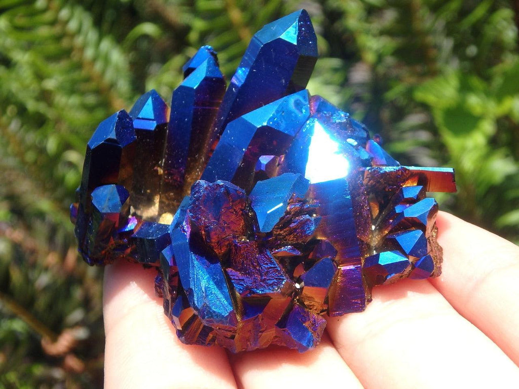 Extremely Beautiful Royal Blue TITANIUM QUARTZ CLUSTER With Self Healed Druzy Base - Earth Family Crystals