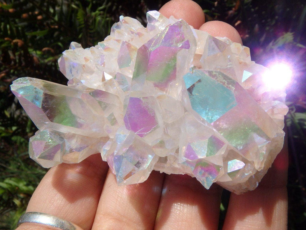 Amazing Opal Shimmer ANGEL AURA QUARTZ CLUSTER - Earth Family Crystals