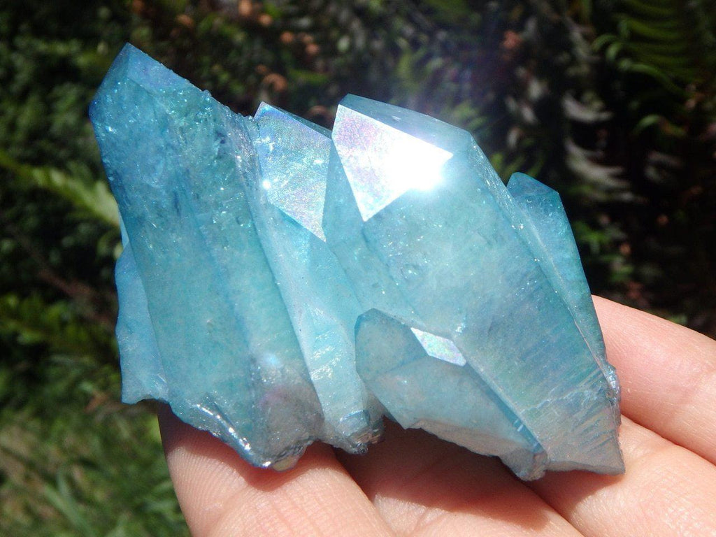 Awesome Druzy Covered Ocean Blue AQUA AURA Cluster with Self Healed Bottom - Earth Family Crystals