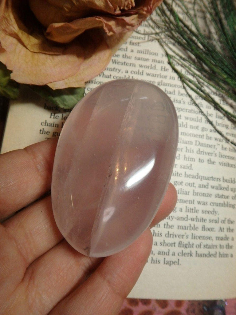 Beautiful Pink Glow Polished ROSE QUARTZ PALM STONE - Earth Family Crystals