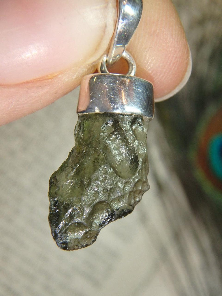 High Energy Dainty MOLDAVITE PENDANT In Sterling Silver (Includes Silver Chain) - Earth Family Crystals