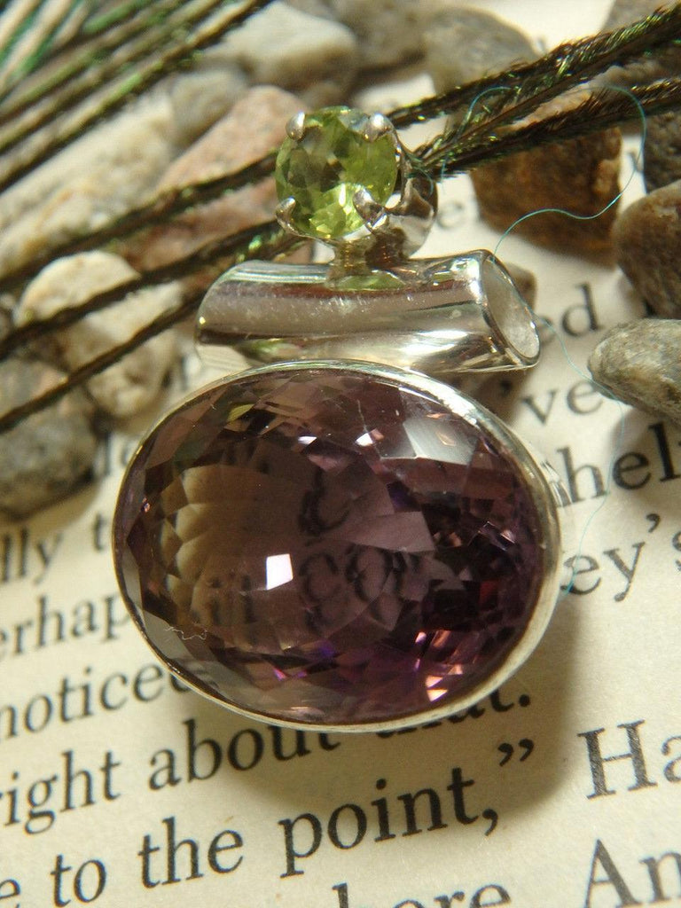 FACETED AMETRINE PENDANT WITH PERIDOT ACCENT STONE In Sterling Silver (Includes Free Silver Chain)* - Earth Family Crystals