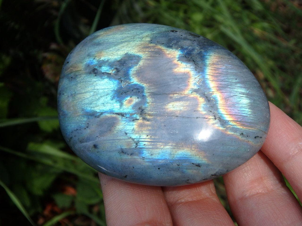 Rare Pink & Purple Flashes~ LABRADORITE PALM STONE - Earth Family Crystals
