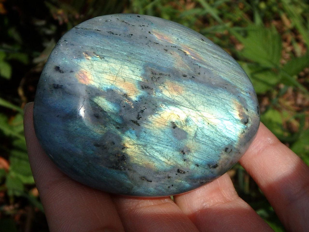 Rare Pink & Purple Flashes~ LABRADORITE PALM STONE - Earth Family Crystals