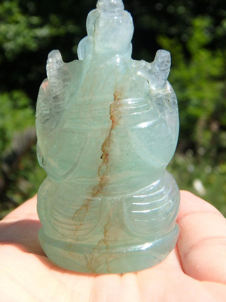 Green FLUORITE GANESH CARVING - Earth Family Crystals