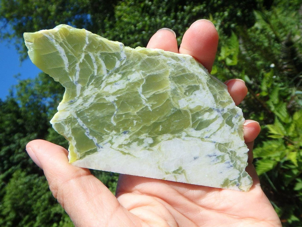LIME GREEN HEALERITE HANDHELD SLICE - Earth Family Crystals