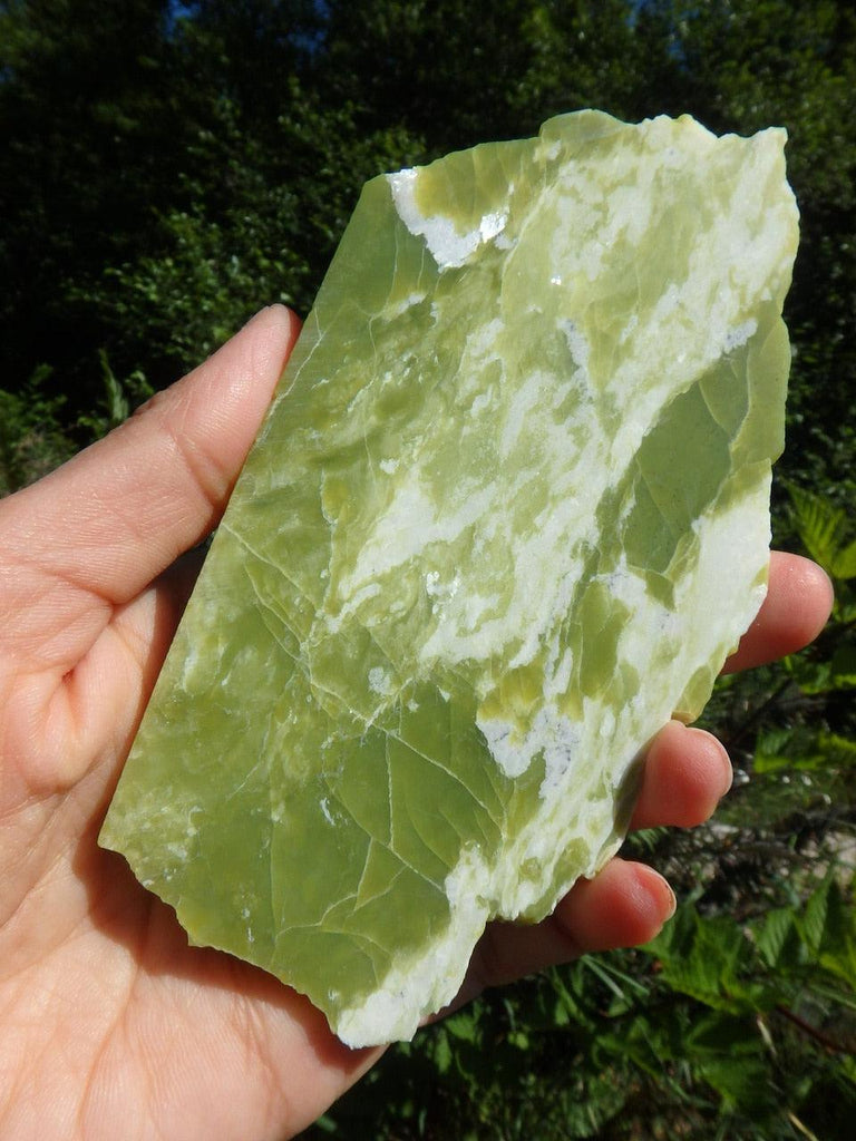 Large Lime Green HEALERITE HANDHELD SLICE - Earth Family Crystals