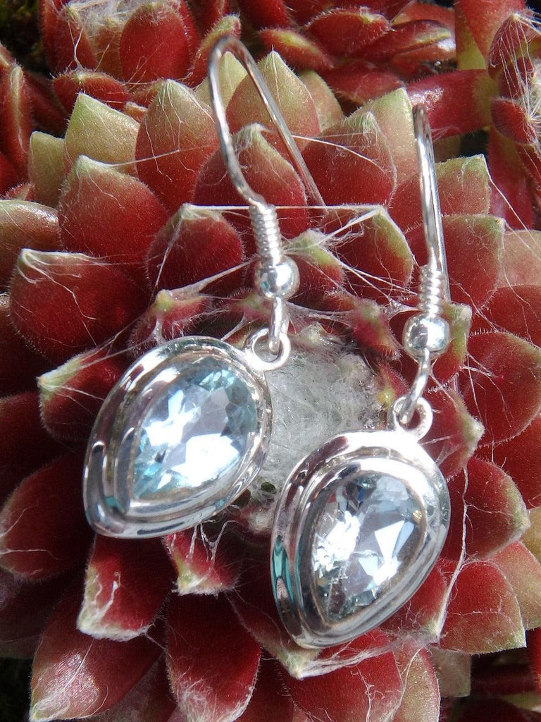 FACETED BLUE TOPAZ EARRINGS In Sterling Silver - Earth Family Crystals