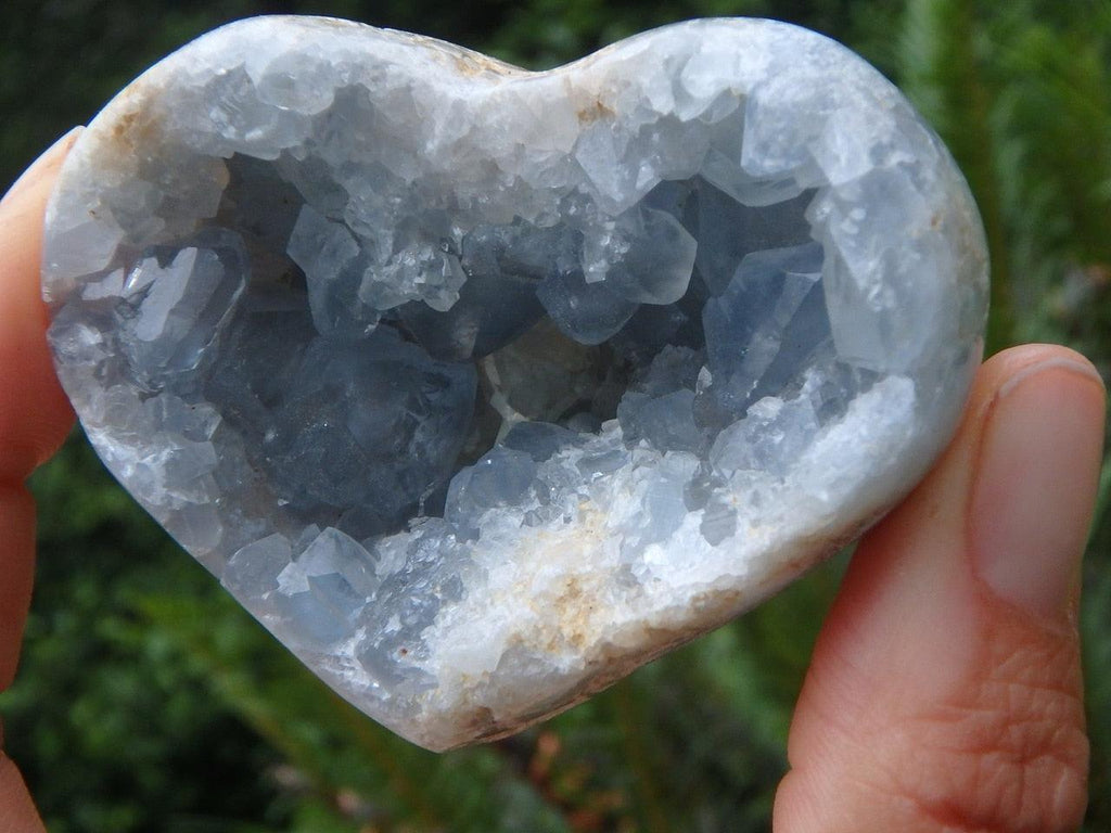 Soft Blue CELESTITE PUFFY HEART GEODE - Earth Family Crystals