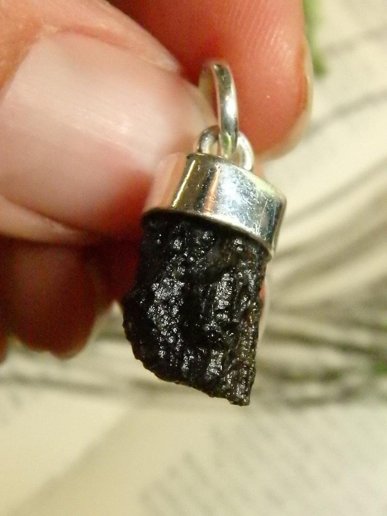 High Energy Dainty MOLDAVITE GEMSTONE PENDANT IN STERLING SILVER  (Includes Free Silver Chain) - Earth Family Crystals