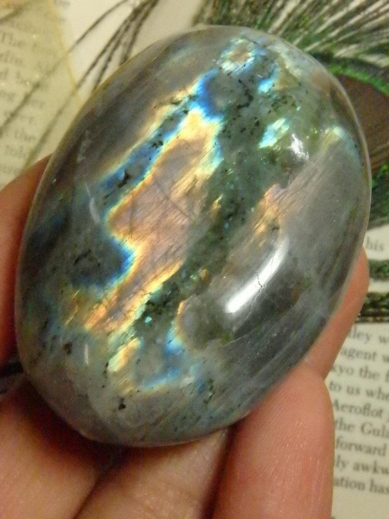 Pink Flashes~ LABRADORITE PALM STONE - Earth Family Crystals