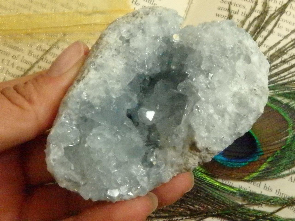 Soft Sparkling Blue CELESTITE GEODE - Earth Family Crystals