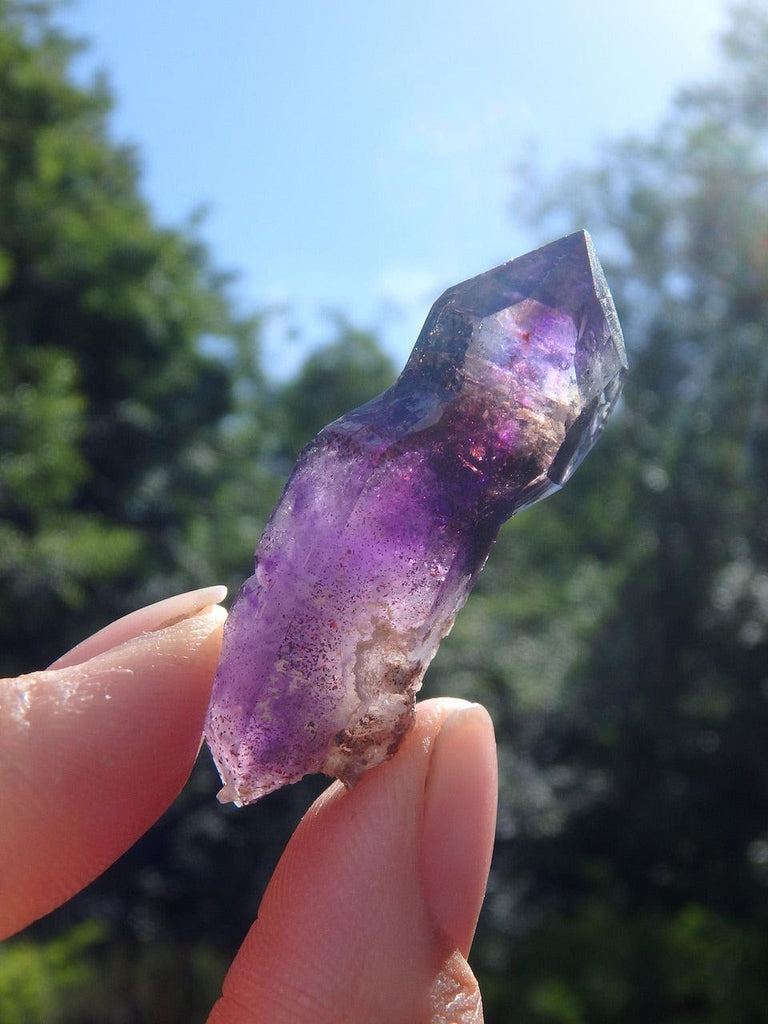 Intensely Purple Natural DT Brandberg Amethyst Specimen With Lepidocrocite Phantom From Namibia - Earth Family Crystals