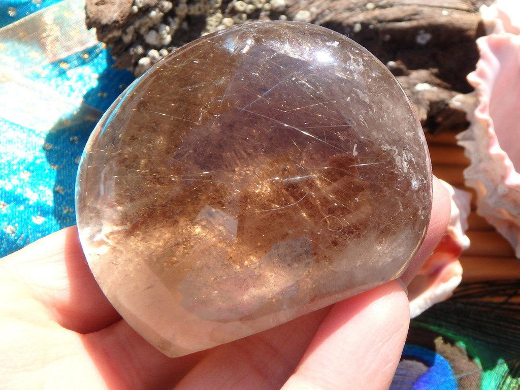 Profound Energy! Fine Golden Rutile & Smoky Quartz Seer Stone From Brazil - Earth Family Crystals
