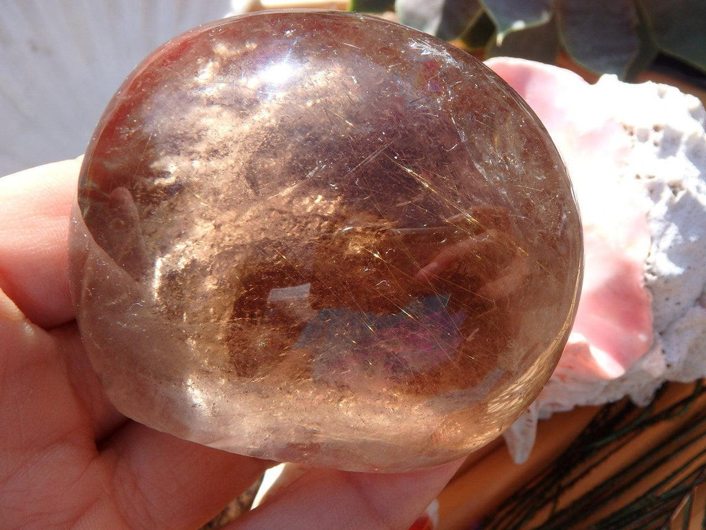 Profound Energy! Fine Golden Rutile & Smoky Quartz Seer Stone From Brazil - Earth Family Crystals