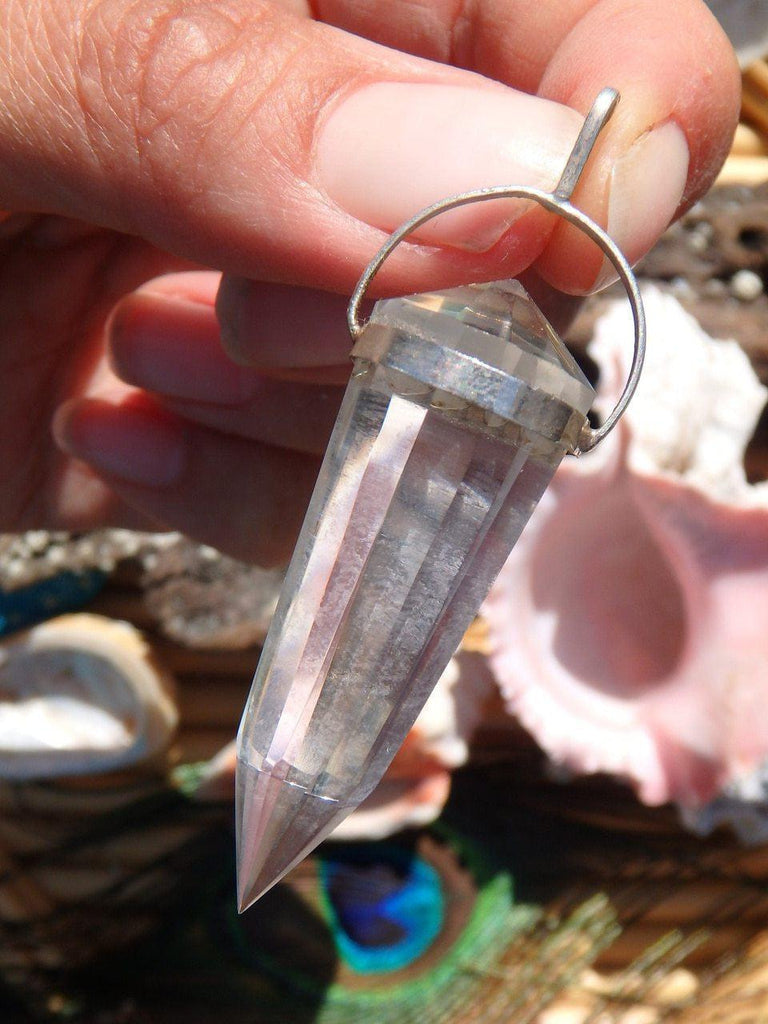 Brilliantly Clear Double Terminated Vogel Style  QUARTZ PENDANT In Sterling Silver (Includes Free Silver Chain) - Earth Family Crystals