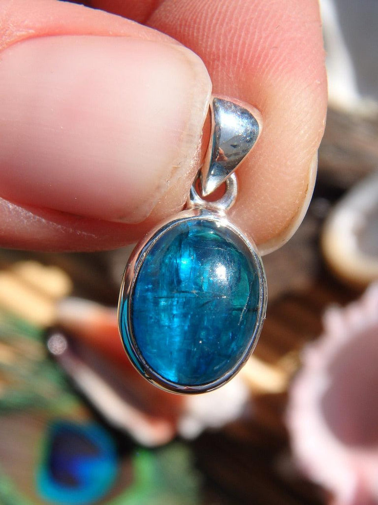Extremely Gemmy~ Dainty BLUE APATITE GEMSTONE PENDANT - Earth Family Crystals