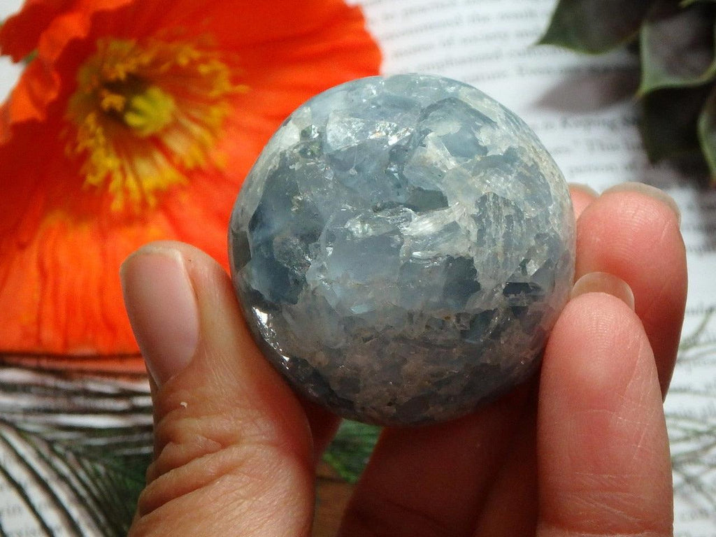 Mini Sweet Blue Celestite Sphere (Includes Free Stand) - Earth Family Crystals