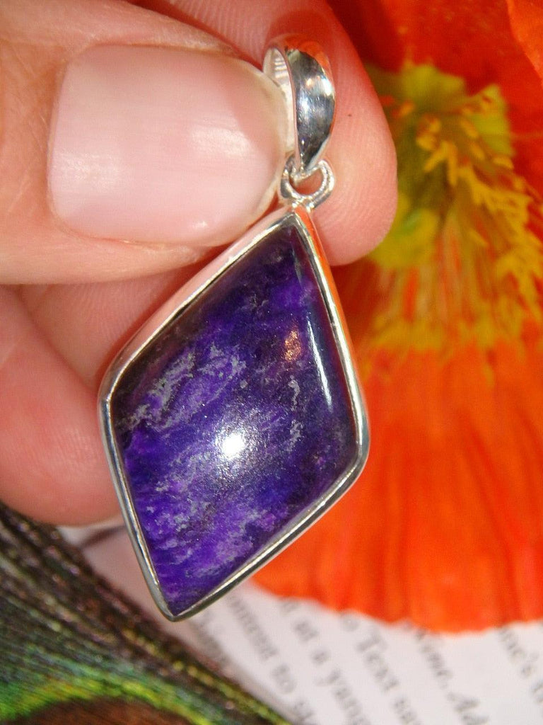 Very  Rare African Sugilite Gemstone Pendant In Sterling Silver (Includes Silver Chain) - Earth Family Crystals