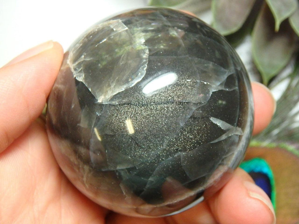 Mysterious BLACK MOONSTONE SPHERE From Madagascar - Earth Family Crystals