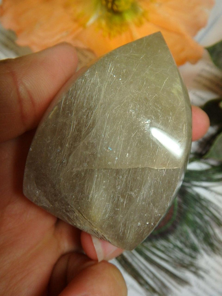 Gorgeous Golden Rutilated Quartz Flame Carving From Brazil - Earth Family Crystals