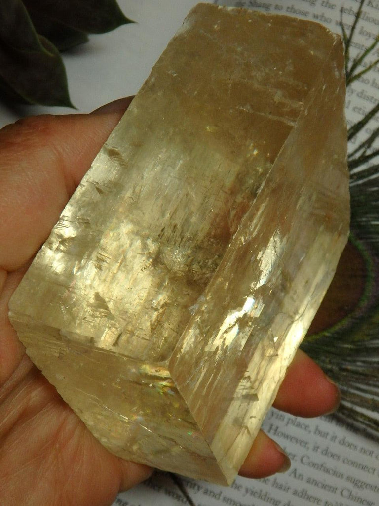 Rainbow & Light Filled Citrine Optical Calcite Specimen - Earth Family Crystals