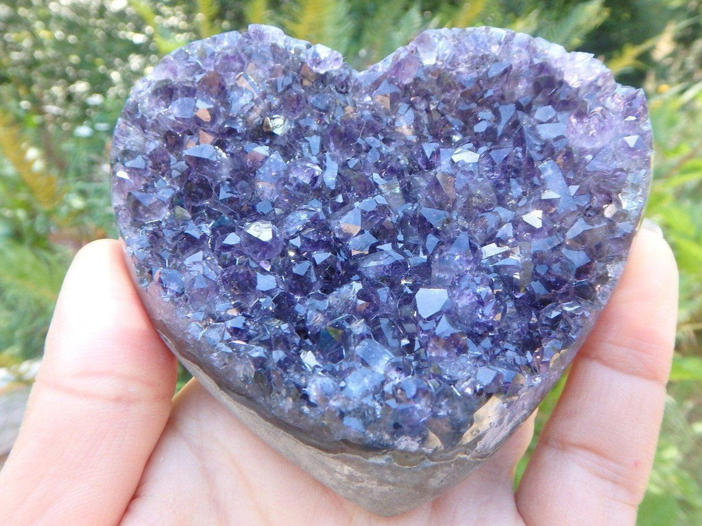 Beautiful Purple Amethyst Gemstone Heart Carving - Earth Family Crystals