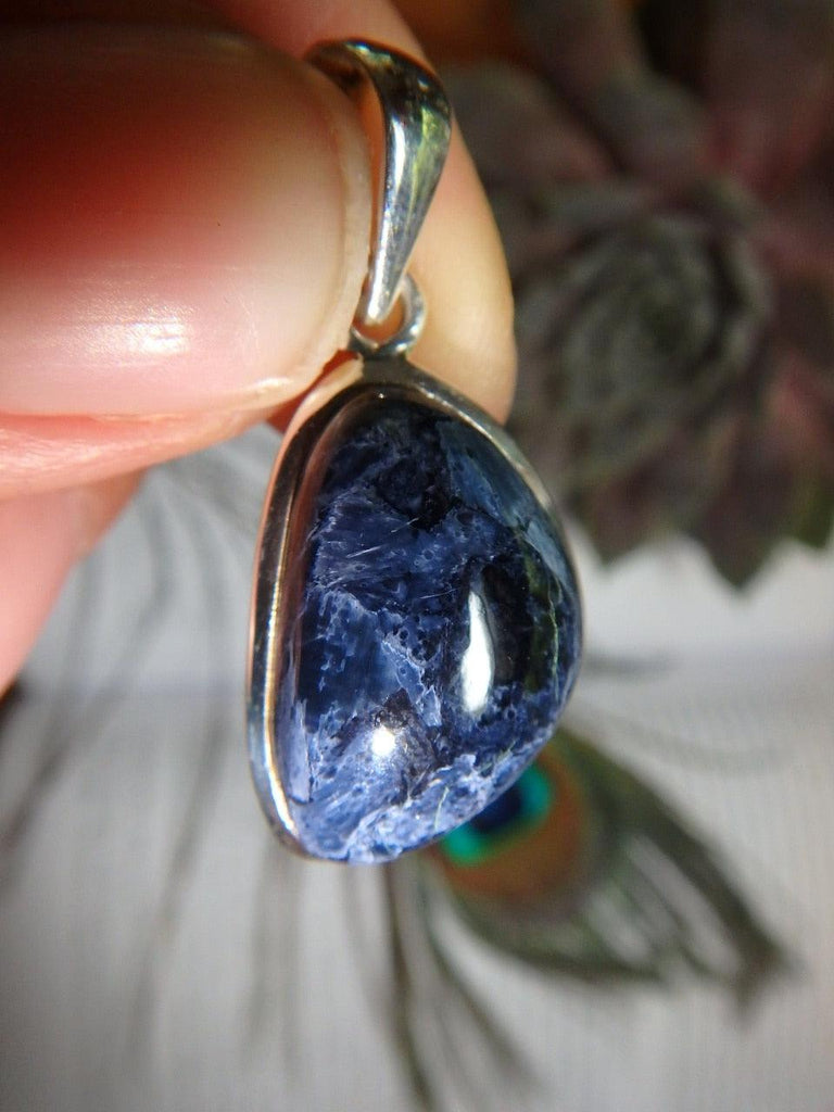 Rare Blue PIETERSITE GEMSTONE PENDANT In Sterling Silver (Includes Silver Chain) - Earth Family Crystals