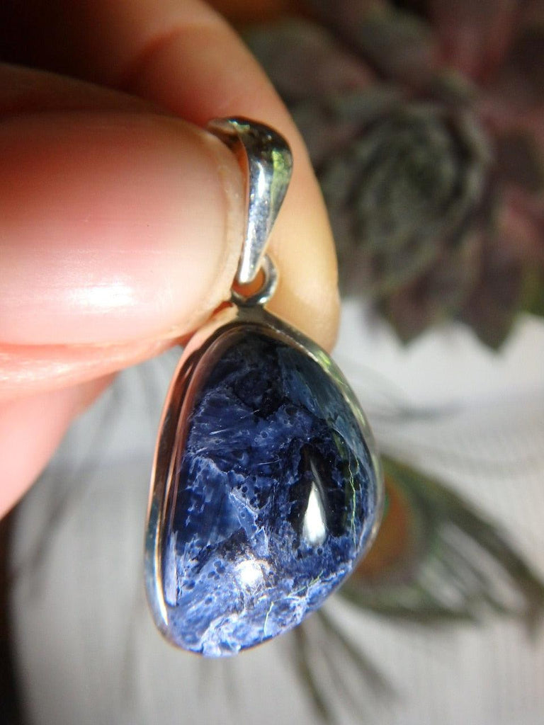 Rare Blue PIETERSITE GEMSTONE PENDANT In Sterling Silver (Includes Silver Chain) - Earth Family Crystals