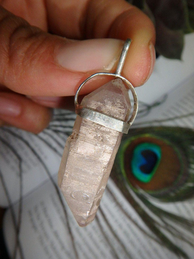 Double Terminated Natural LITHIUM QUARTZ GEMSTONE PENDANT in Sterling Silver (Includes Silver Chain)* - Earth Family Crystals