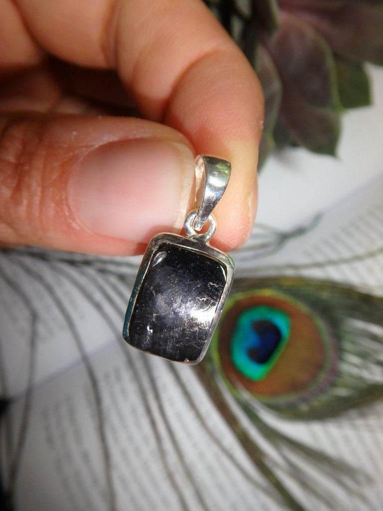 EMF Protection! Rare Dainty NOBLE SHUNGITE GEMSTONE PENDANT  In Sterling Silver (Includes Silver Chain) - Earth Family Crystals
