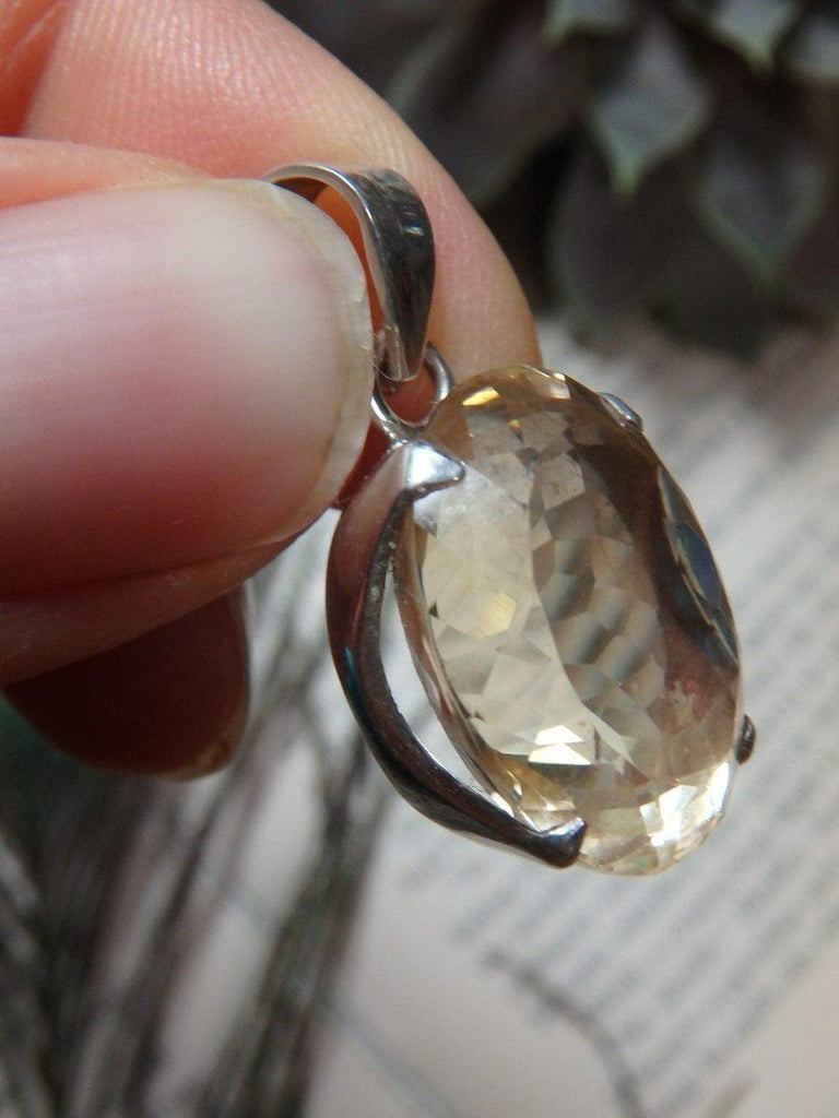 Brilliant Faceted CITRINE GEMSTONE PENDANT  In Sterling Silver ( Includes Free Silver chain) - Earth Family Crystals