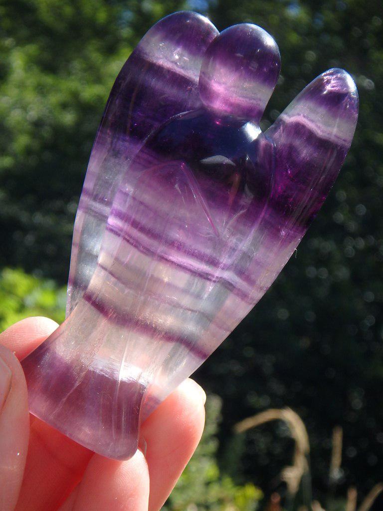Rich Purple Fluorite Gemstone Angel Carving - Earth Family Crystals