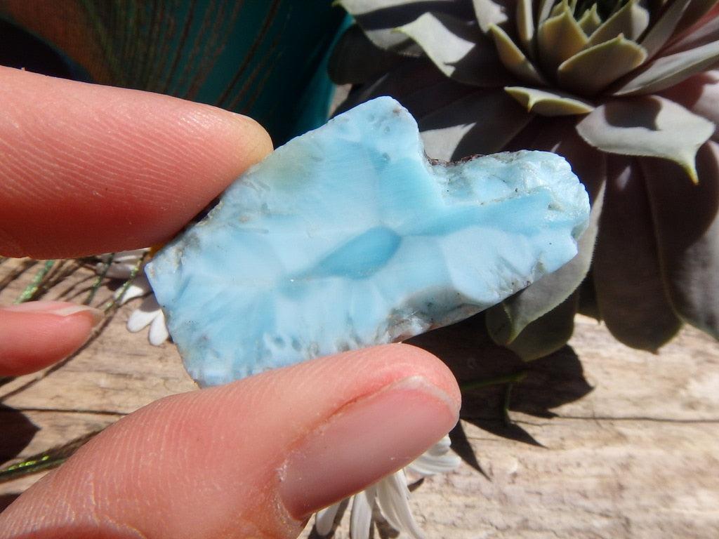 Soothing Ocean Blue Mini Larimar Slice Specimen - Earth Family Crystals