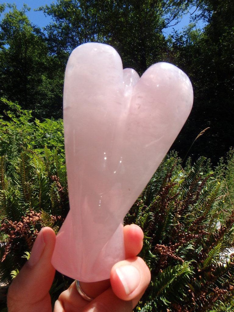 Sweet Candy Pink Rose Quartz Angel Carving - Earth Family Crystals