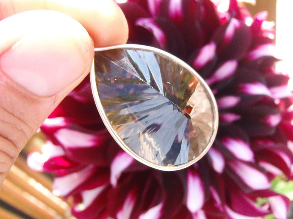 Faceted Smokey Quartz Pendant In Sterling Silver ( Includes Free Silver chain) - Earth Family Crystals