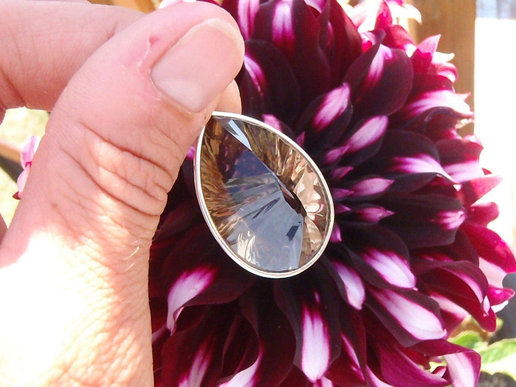 Faceted Smokey Quartz Pendant In Sterling Silver ( Includes Free Silver chain) - Earth Family Crystals